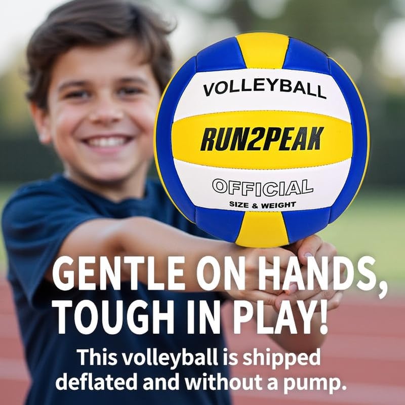 RUN2PEAK Soft Volleyball Ball Official Size 5 Volleyballs for Indoor Outdoor Beach Pool Game Play for Youth Teen Team Beginners Professional PU Leather Training Practice Volley Balls - Image 3